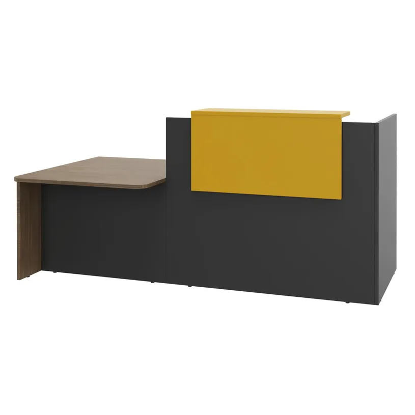 Banque d’accueil OLA – ensemble module haut + module PMR – tablette curry