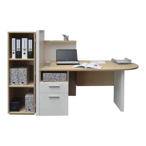 Banque d’accueil JENNY - L168,8 x H131,1 x P95,8 cm - chêne clair & blanc